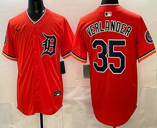 Men's Detroit Tigers #35 Justin Verlander Orange Limited Jersey