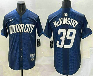 Men's Detroit Tigers #39 Zach McKinstry 2024 Navy City Connect Cool Base Limited Stitched Jersey