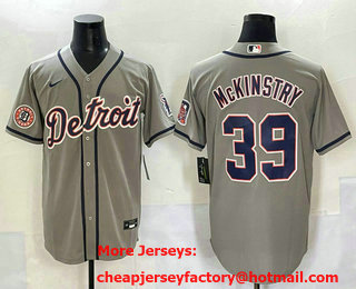 Men's Detroit Tigers #39 Zach McKinstry Grey Cool Base Stitched Jersey