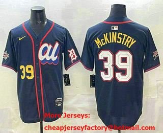 Men's Detroit Tigers #39 Zach McKinstry Number Navy 2025 All Star Limited Stitched Jersey