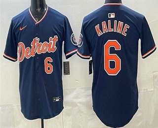 Men's Detroit Tigers #6 Al Kaline Navy Stadium Jersey