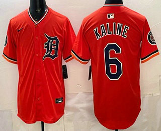 Men's Detroit Tigers #6 Al Kaline Orange Limited Jersey