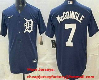 Men's Detroit Tigers #7 Kevin McGonigle Navy Cool Base Jersey