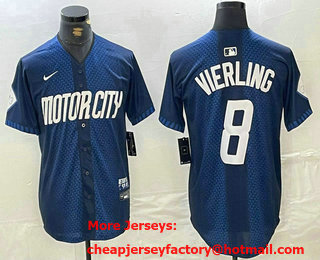 Men's Detroit Tigers #8 Matt Vierling Navy 2024 City Connect Cool Base Limited Stitched Jersey