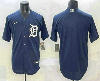 Men's Detroit Tigers Blank Navy Blue Stitched Cool Base Nike Jersey