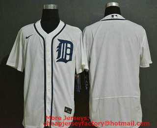 Men's Detroit Tigers Blank White Stitched MLB Flex Base Nike Jersey