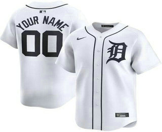 Men's Detroit Tigers Customized White Limited Jersey