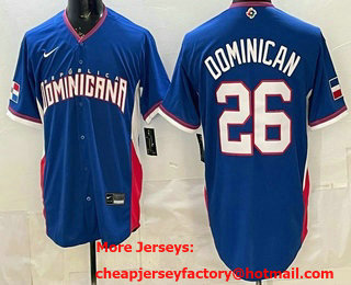 Men's Dominican #26 Dominican Blue 2026 World Baseball Classic Cool Base Jersey