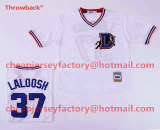 Men's Durham Bulls #37 Nuke LaLoosh White Stitched Baseball Jersey
