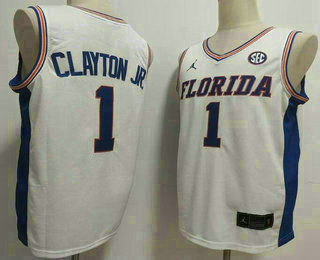 Men's Florida Gators #1 Walter Clayton Jr White Alternate College Basketball Jersey