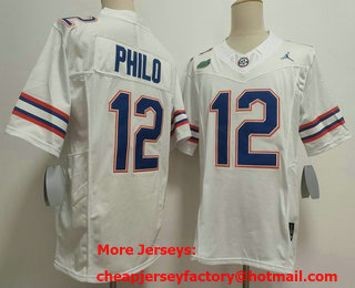Men's Florida Gators #12 Aaron Philo White FUSE College Football Jersey