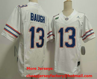 Men's Florida Gators #13 Jadan Baugh Limited White FUSE College Football Jersey