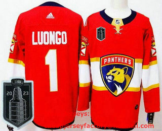 Men's Florida Panthers #1 Roberto Luongo Red 2023 Stanley Cup Final Authentic Jersey