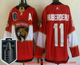 Men's Florida Panthers #11 Jonathan Huberdeau Red 2023 Stanley Cup Final Authentic Jersey