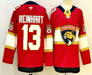 Men's Florida Panthers #13 Sam Reinhart Red Authentic Jersey