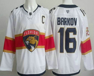 Men's Florida Panthers #16 Aleksander Barkov White Authentic Jersey