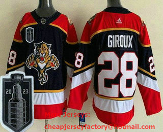 Men's Florida Panthers #28 Claude Giroux Navy Reverse Retro 2023 Stanley Cup Final Authentic Jersey
