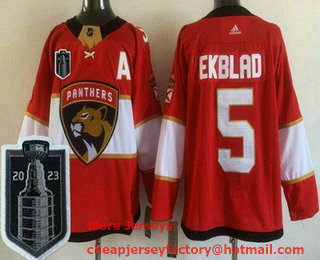 Men's Florida Panthers #5 Aaron Ekblad Red 2023 Stanley Cup Final Authentic Jersey