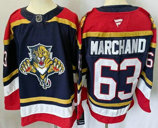 Men's Florida Panthers #63 Brad Marchand Navy Authentic Jersey