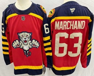 Men's Florida Panthers #63 Brad Marchand Red 2026 Winter Classic Authentic Jersey