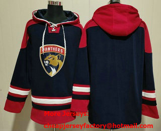 Men's Florida Panthers Blank Navy Ageless Must Have Lace Up Pullover Hoodie