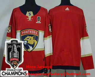 Men's Florida Panthers Blank Red 2024 Stanley Cup Champions Authentic Jersey