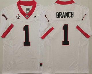 Men's Georgia Bulldogs #1 Zachariah Branch Limited White FUSE College Football Jersey