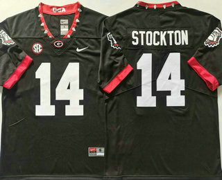 Men's Georgia Bulldogs #14 Gunner Stockton Black Alternate College Football Jersey