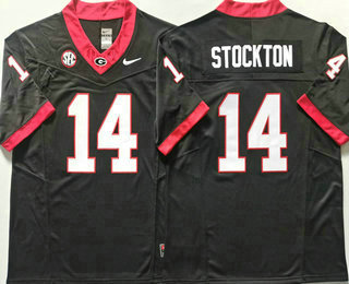 Men's Georgia Bulldogs #14 Gunner Stockton Black FUSE College Football Jersey