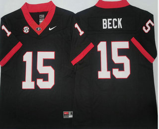 Men's Georgia Bulldogs #15 Carson Beck Black FUSE College Stitched Jersey