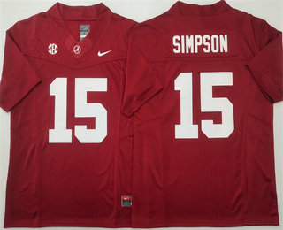 Men's Georgia Bulldogs #15 Ty Simpson Red FUSE College Football Jersey