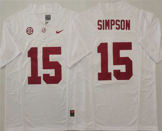 Men's Georgia Bulldogs #15 Ty Simpson White FUSE College Football Jersey