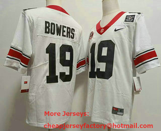 Men's Georgia Bulldogs #19 Brock Bowers White 40TH 2022 Vapor Untouchable Limited Stitched Nike Jersey