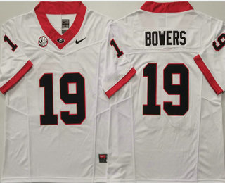 Men's Georgia Bulldogs #19 Brock Bowers White FUSE College Football Jersey