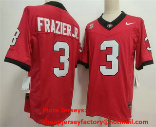 Men's Georgia Bulldogs #3 Nate Frazier Jr Red FUSE College Football Jersey