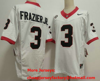 Men's Georgia Bulldogs #3 Nate Frazier Jr White FUSE College Football Jersey