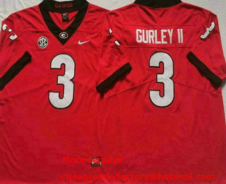 Men's Georgia Bulldogs #3 Todd Gurley II Red College Football Jersey