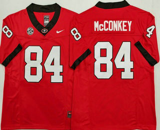 Men's Georgia Bulldogs #84 Ladd McConkey Limited Red FUSE College Football Jersey
