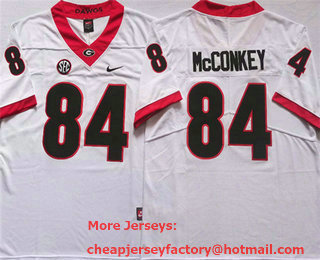 Men's Georgia Bulldogs #84 Ladd McConkey White 2021 Vapor Untouchable Limited Stitched Nike Jersey