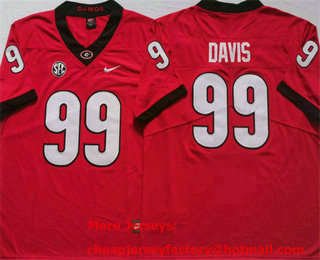 Men's Georgia Bulldogs #99 Jordan Davis Red 2021 Vapor Untouchable Limited Stitched Nike Jersey
