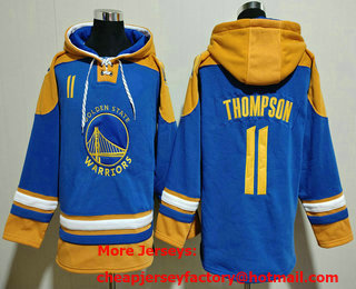 Men's Golden State Warriors #11 Klay Thompson Blue Ageless Must Have Lace Up Pullover Hoodie