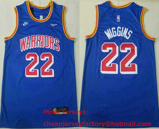 Men's Golden State Warriors #22 Andrew Wiggins Blue 2022 Nike City Edition Stitched Swingman Jersey With Sponsor