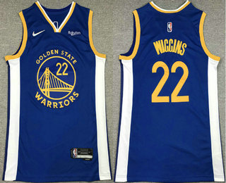 Men's Golden State Warriors #22 Andrew Wiggins Blue 75th Anniversary Diamond 2021 Stitched Jersey With Sponsor
