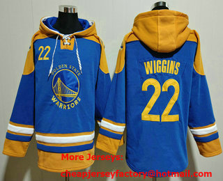 Men's Golden State Warriors #22 Andrew Wiggins Blue Ageless Must Have Lace Up Pullover Hoodie