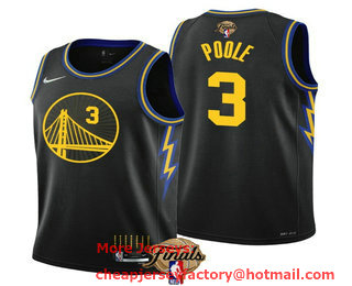 Men's Golden State Warriors #3 Jordan Poole 2022 Black NBA Finals Stitched Jersey