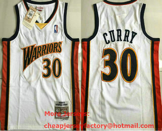 Men's Golden State Warriors #30 Stephen Curry 2009-10 White Hardwood Classics Soul AU Throwback Jersey