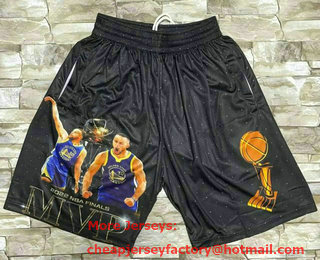 Men's Golden State Warriors #30 Stephen Curry Black 2022 NBA Finals Champions Heat Press Throwback Shorts