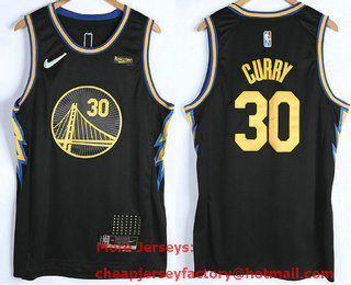 Men's Golden State Warriors #30 Stephen Curry Black 75th 2022 City Edition Stitched Jersey