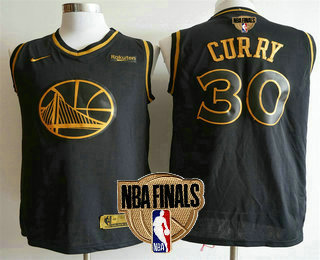 Men's Golden State Warriors #30 Stephen Curry Black Golden Edition 2019 NBA Finals Patch Nike Swingman Jersey