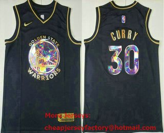 Men's Golden State Warriors #30 Stephen Curry Black Golden Edition 75th Diamon Nike Swingman Stitched Jersey
